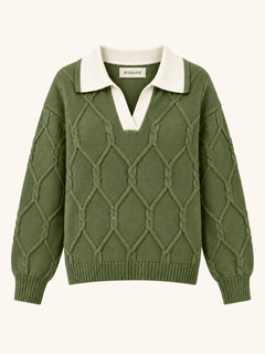 V-Neck Cable Knit Sweater
