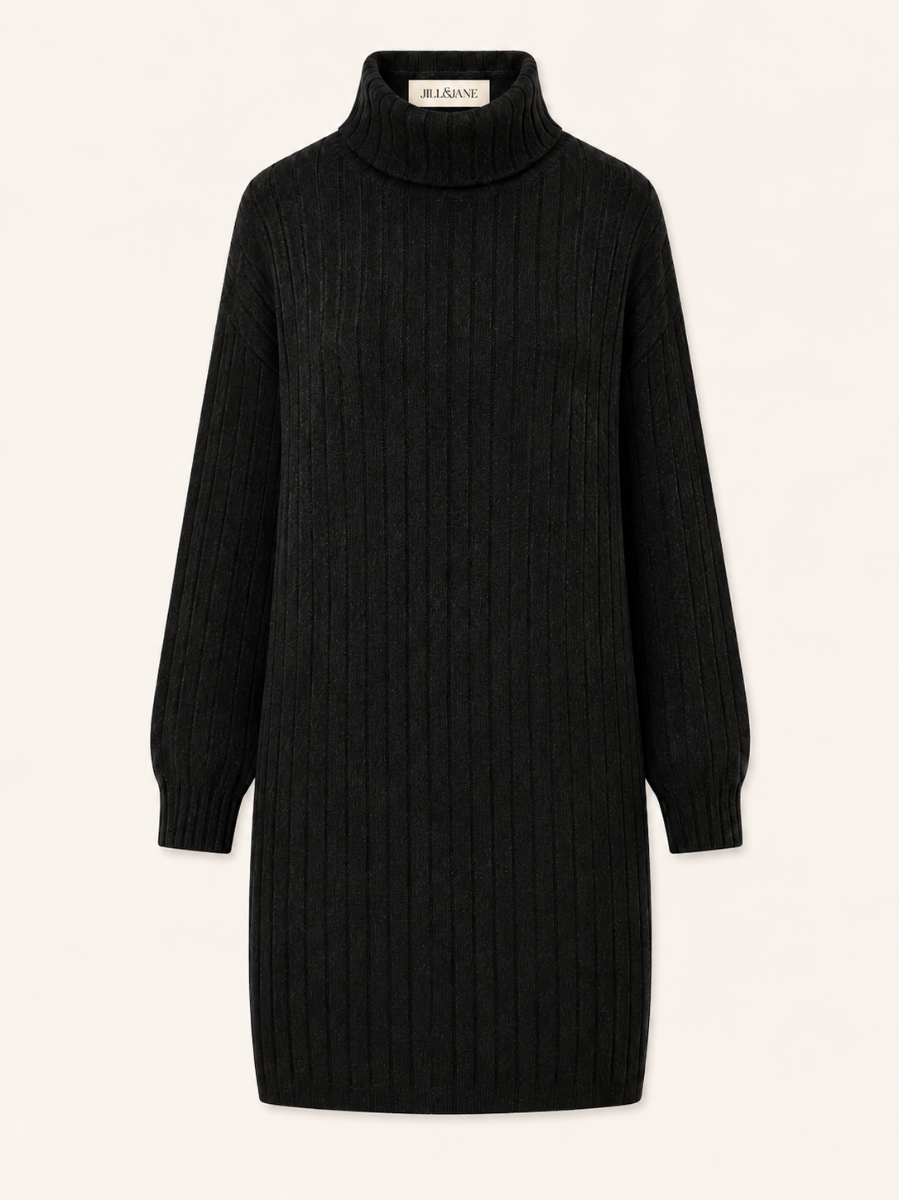 Ribbed Turtleneck Sweater Jurk