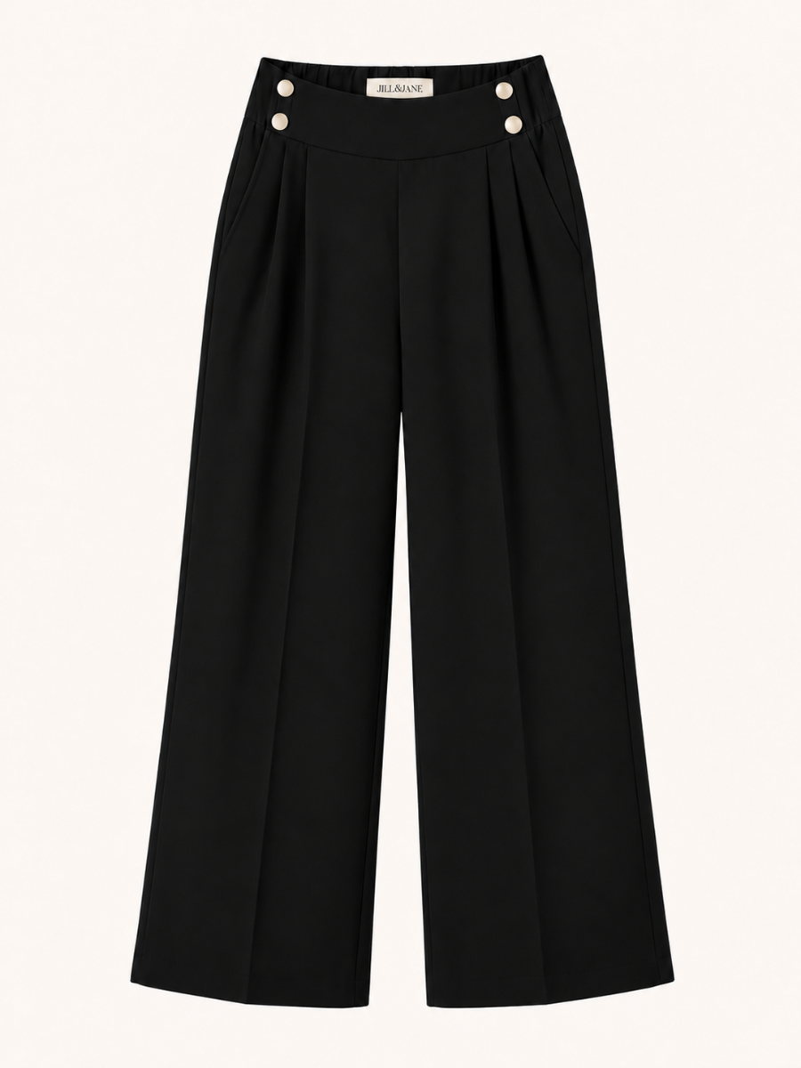 Gold-Button Wide-Leg Pantalon