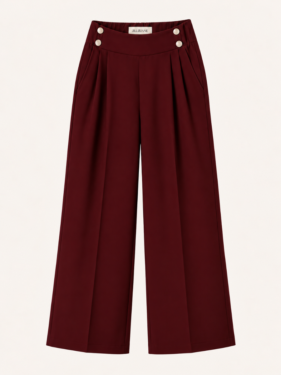 Gold-Button Wide-Leg Pantalon