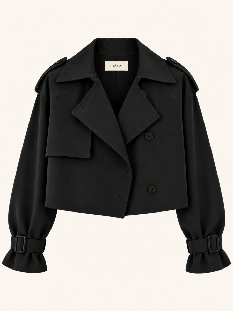 Cropped Trench Button Jas