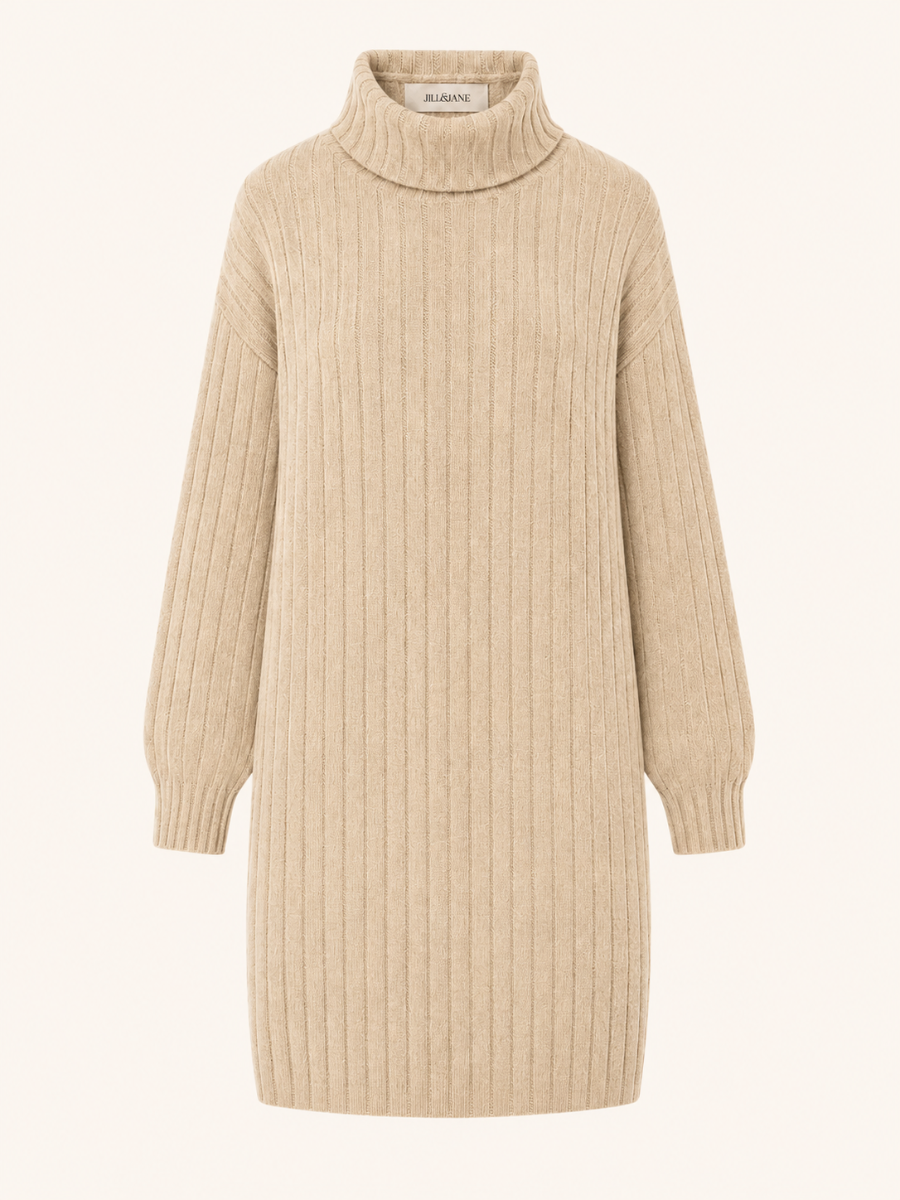 Ribbed Turtleneck Sweater Jurk