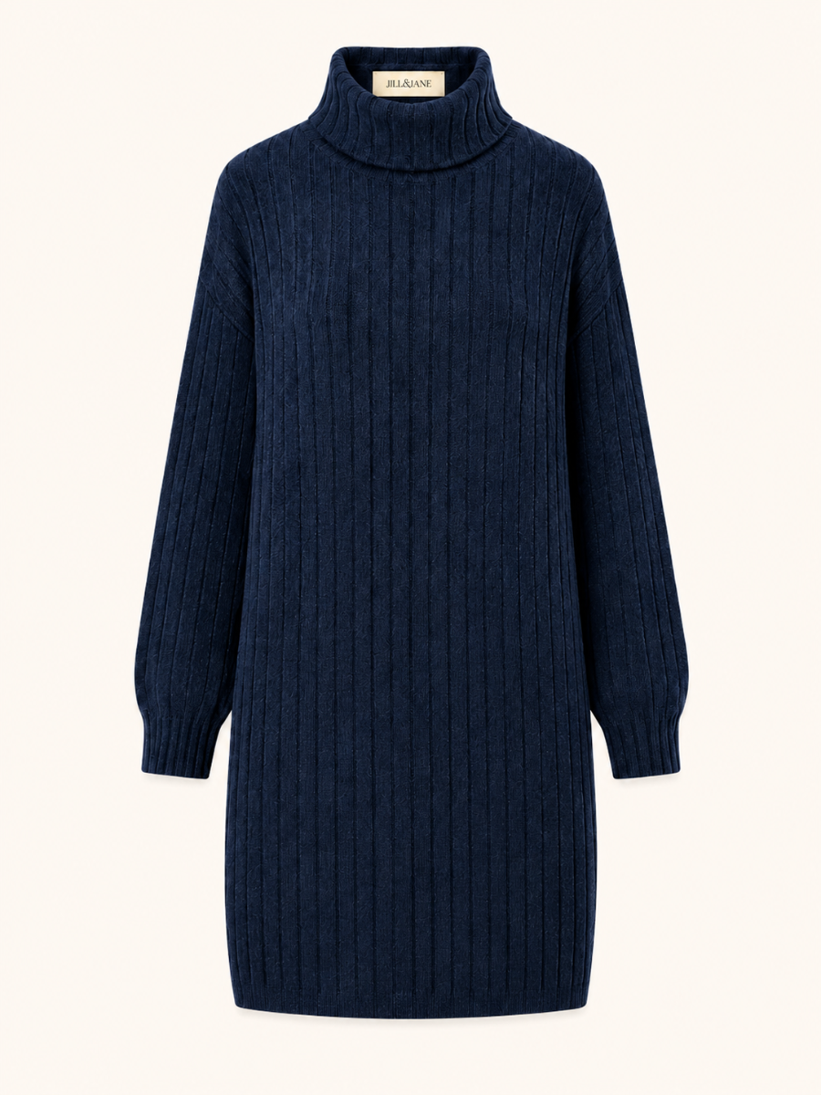 Ribbed Turtleneck Sweater Jurk