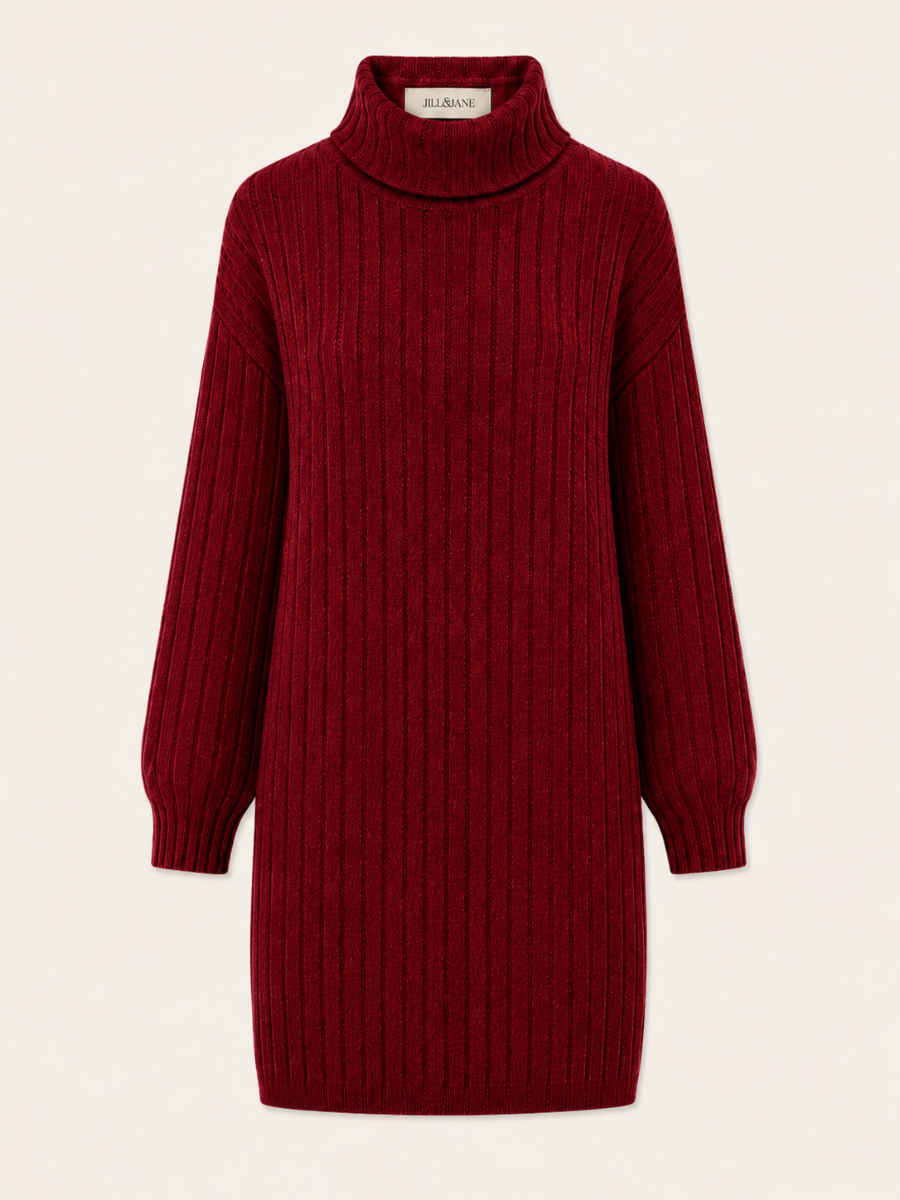 Ribbed Turtleneck Sweater Jurk