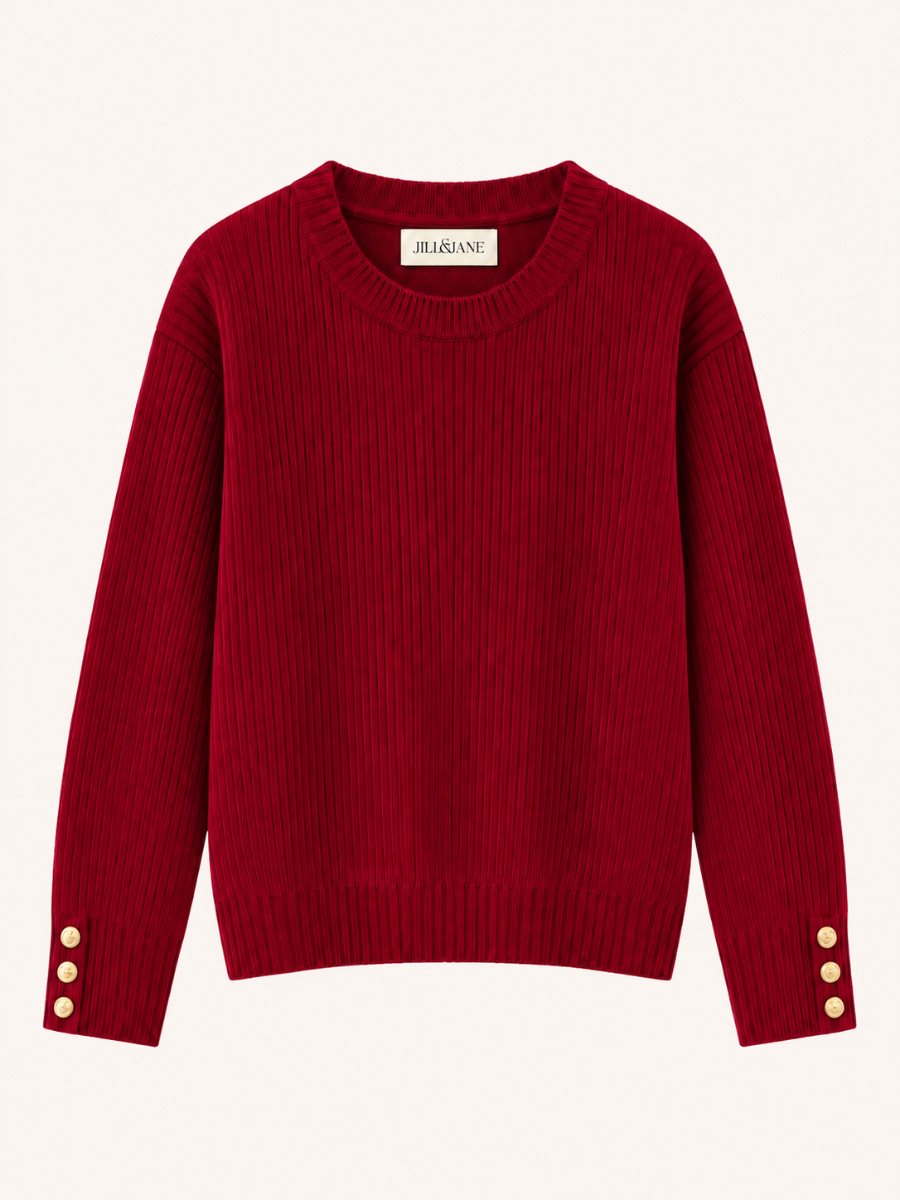 Ribbed Button Sweater