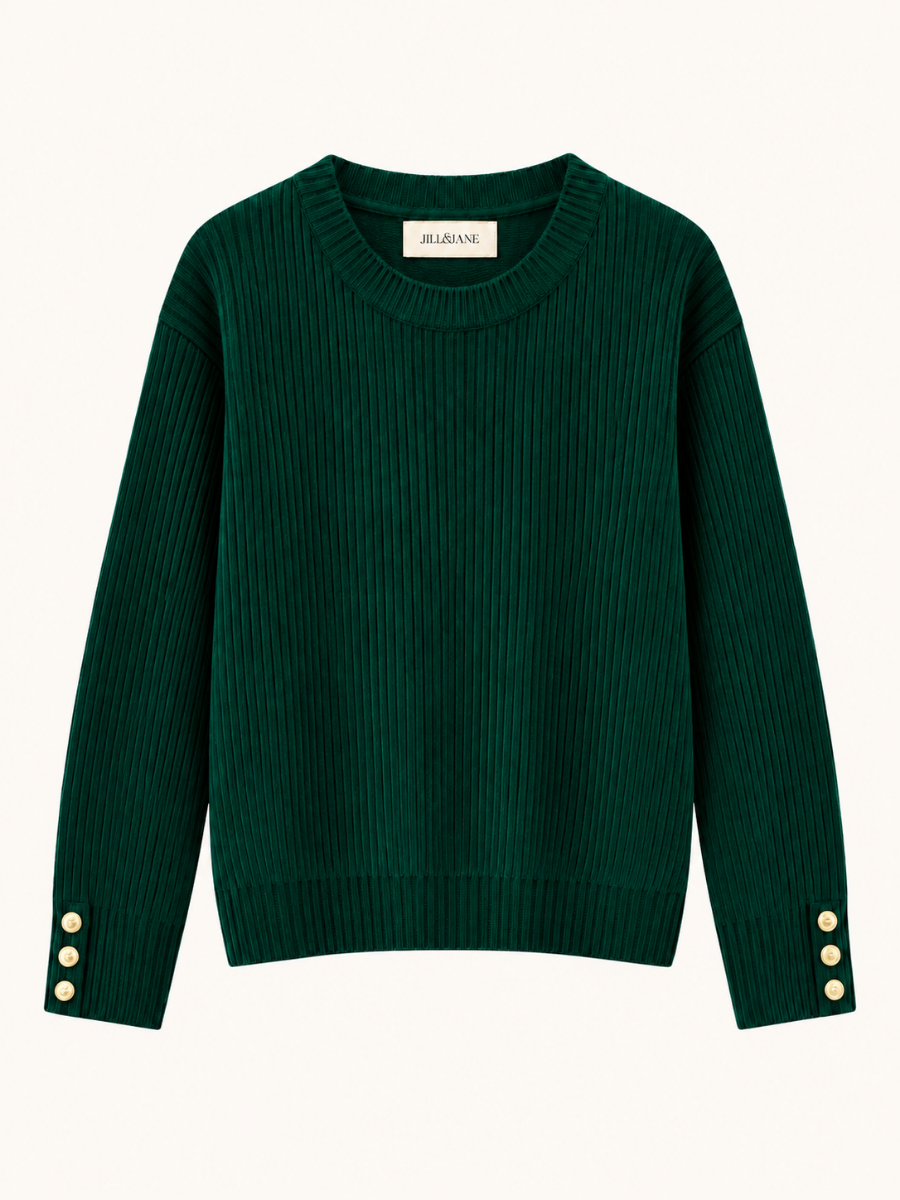 Ribbed Button Sweater