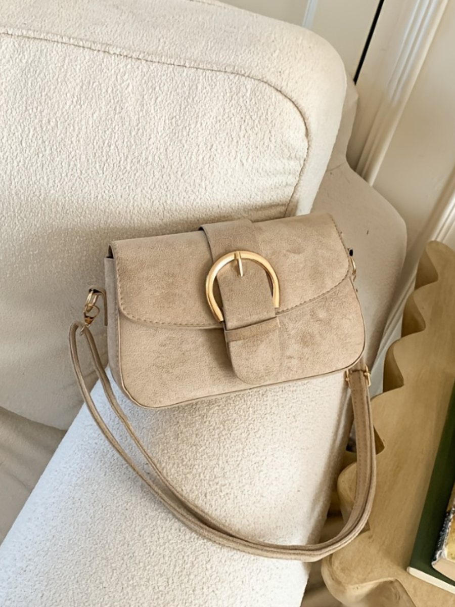 Suede Buckle Schoudertas