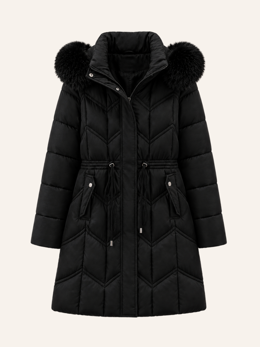 Fur-Trim Hooded Pufferjas