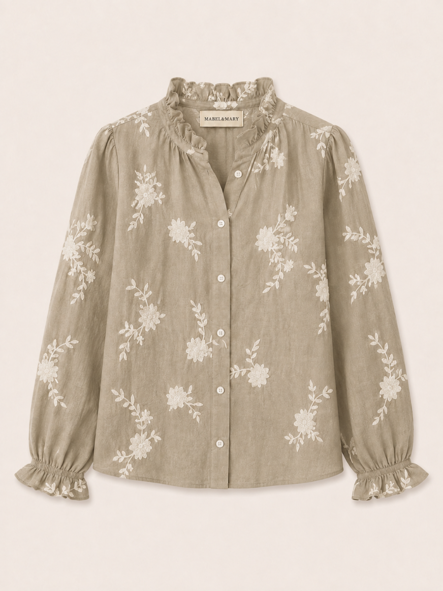 Floral Ruffle Button-Up Blouse