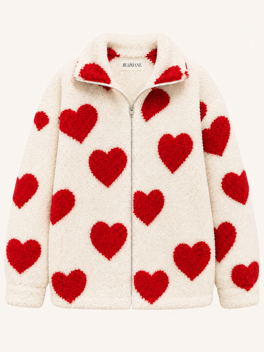 Heart Teddy Zip Donsjas