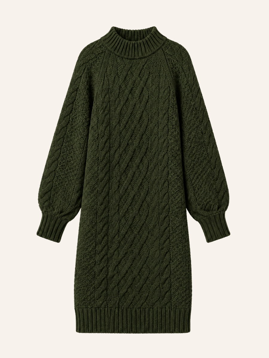 Cable Knit Turtleneck Sweater Jurk
