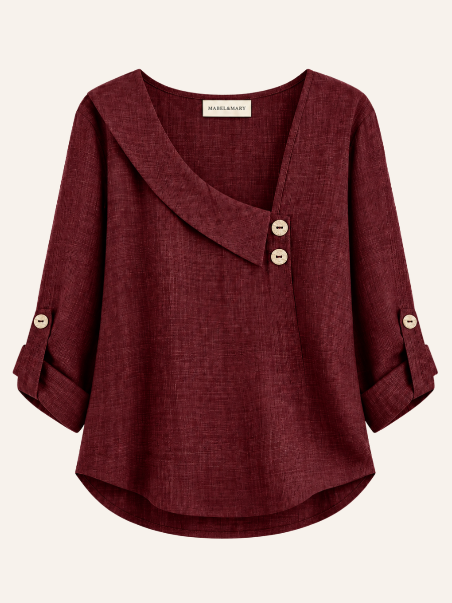 Asymmetric Button-Neck Blouse