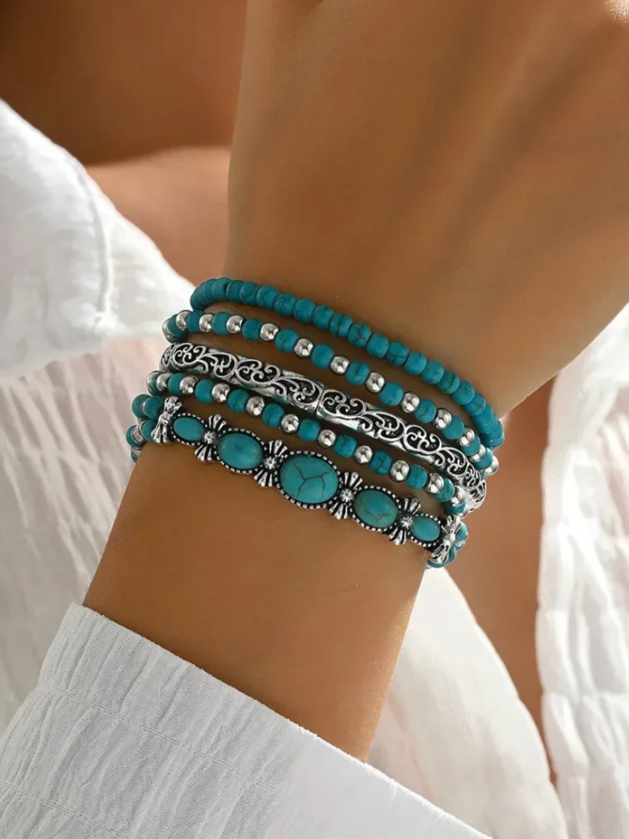 Turquoise Beaded Armband Set