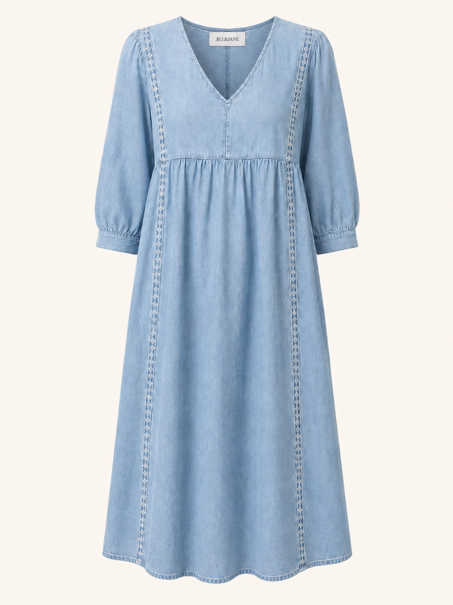 Lace-Trim V-Neck Maxi Jurk