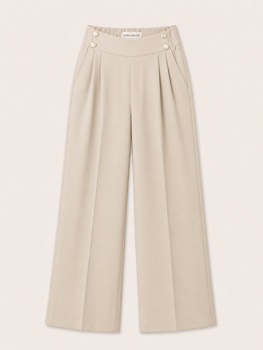 Gold-Button Wide-Leg Pantalon