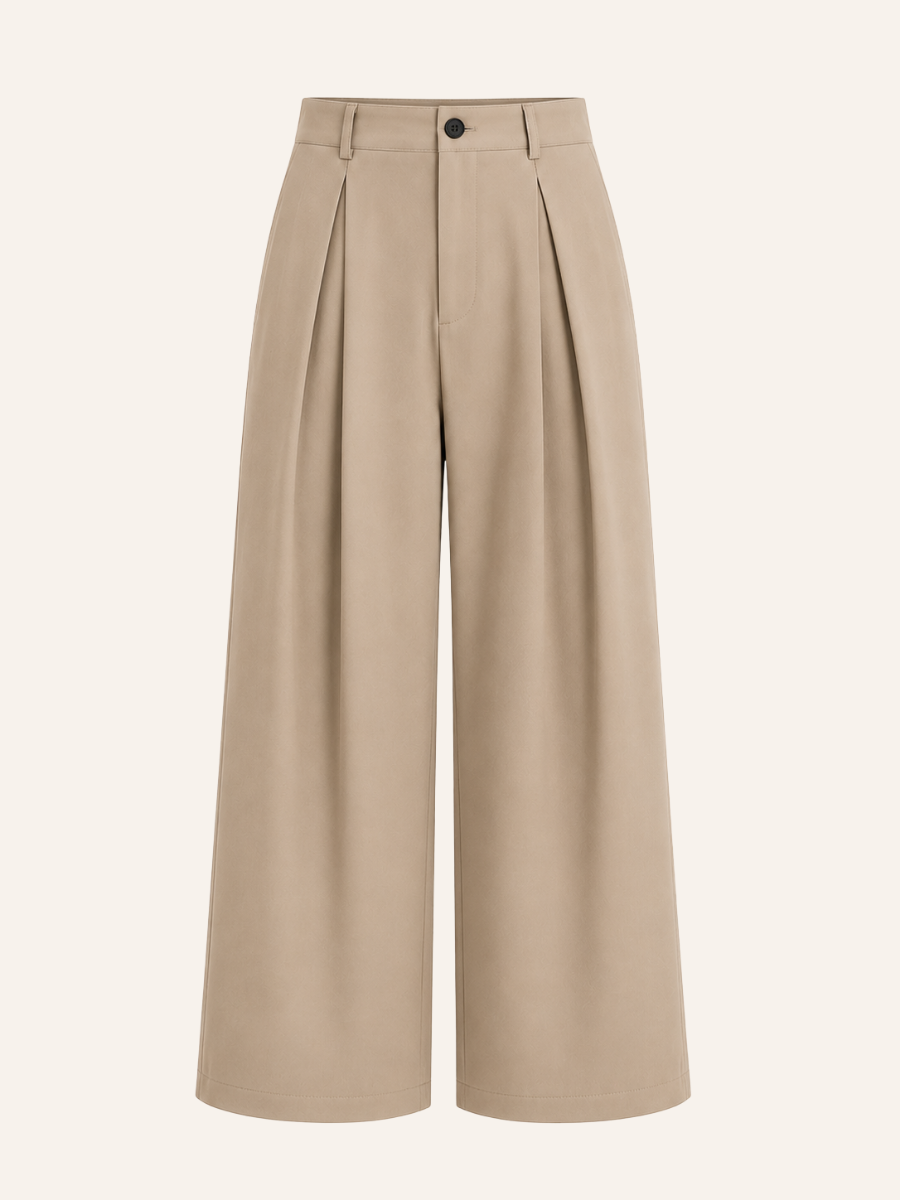 Pleated Wide-Leg Pantalon