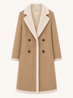 Shearling-Trim Double-Breasted Coat