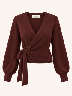 Tie-Waist Wrap Knit Sweater