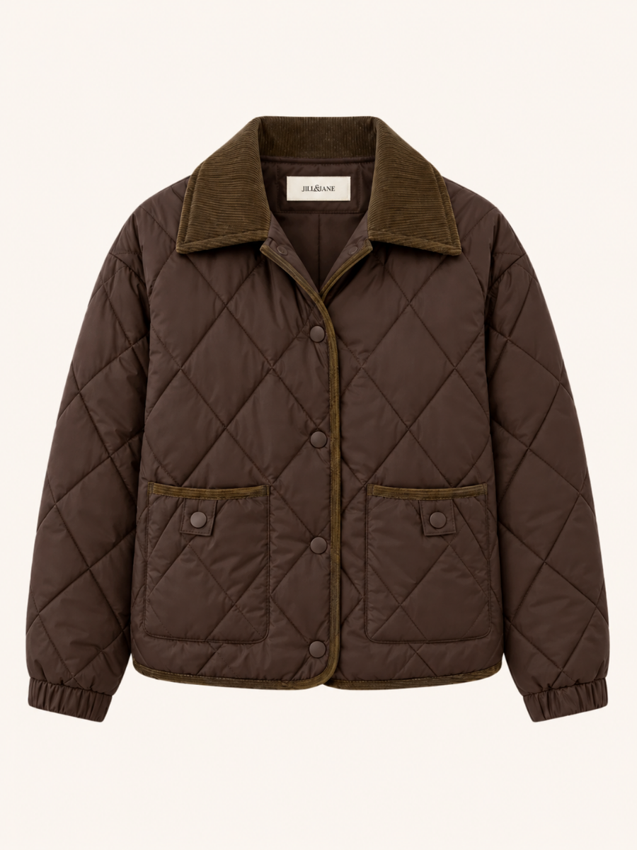 Corduroy-Trim Quilted Bomberjas
