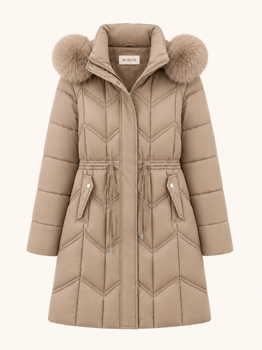 Fur-Trim Hooded Pufferjas