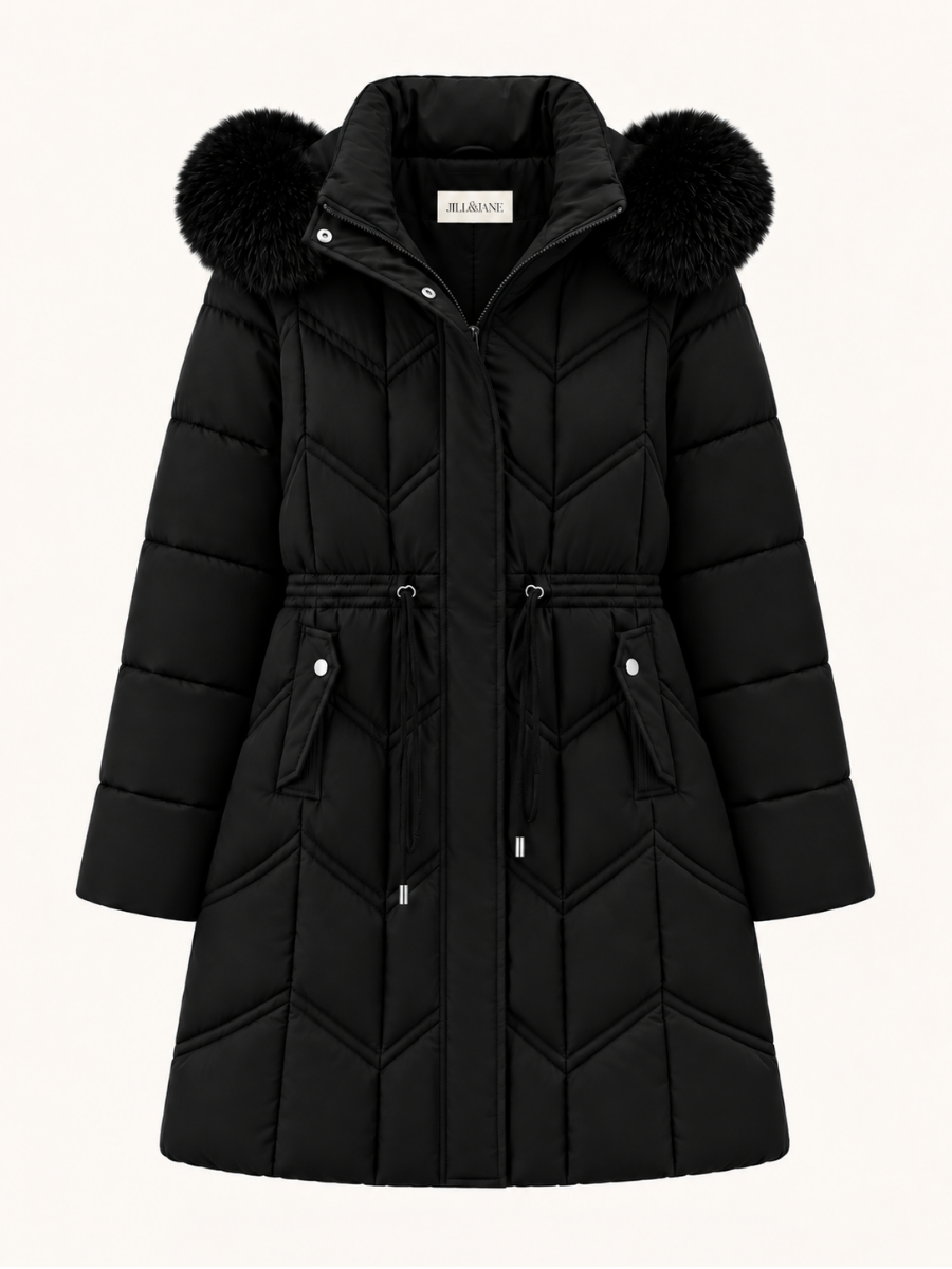 Fur-Trim Hooded Pufferjas