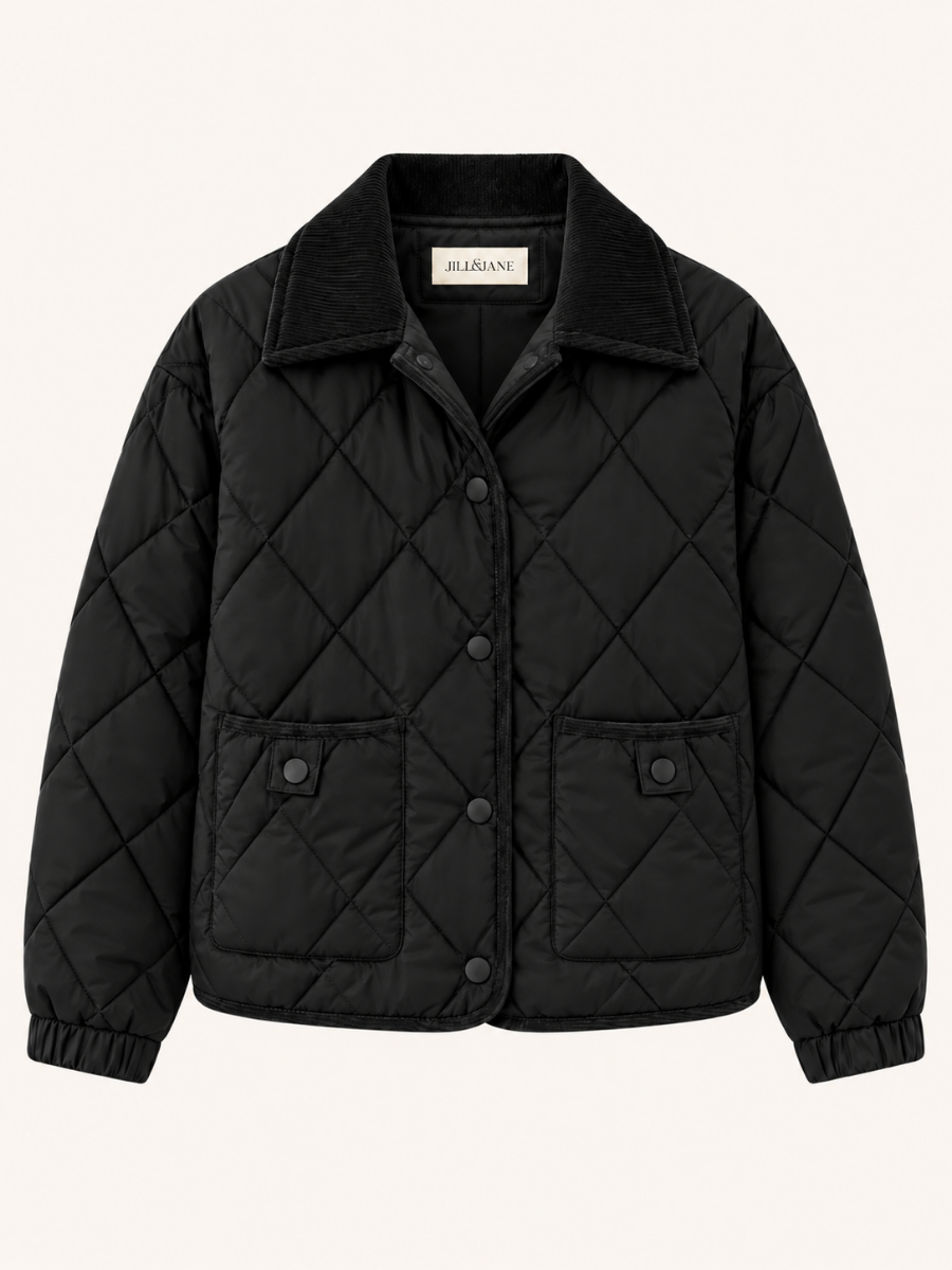 Corduroy-Trim Quilted Bomberjas