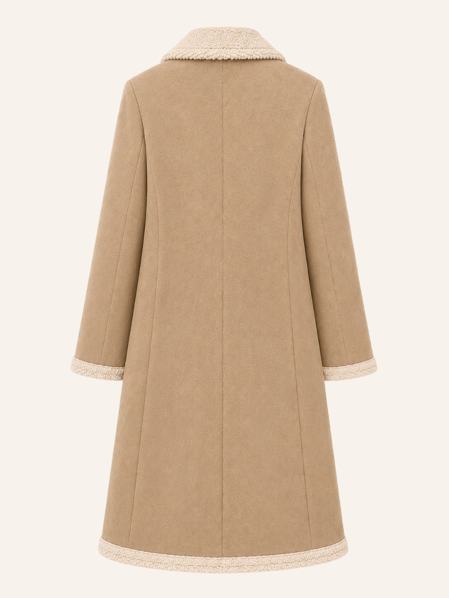Shearling-Trim Double-Breasted Coat