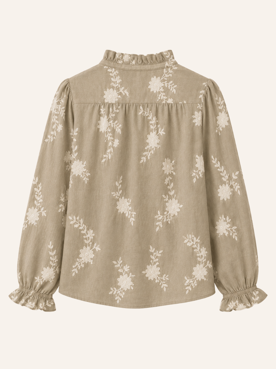 Floral Ruffle Button-Up Blouse
