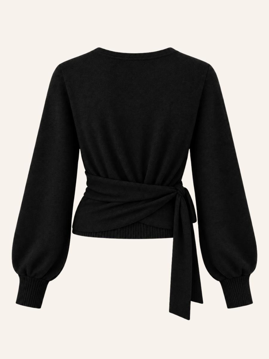 Tie-Waist Wrap Knit Sweater