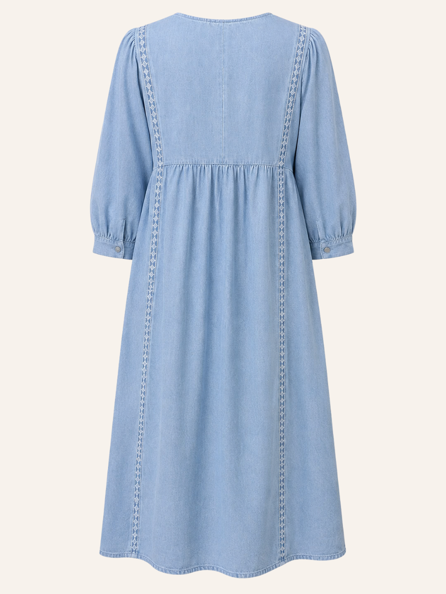 Lace-Trim V-Neck Maxi Jurk
