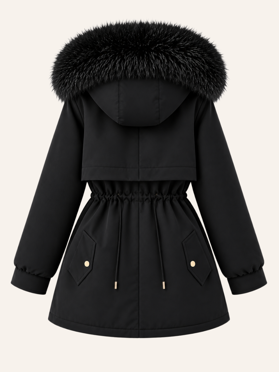 Fur-Trim Drawstring-Waist Winterjas
