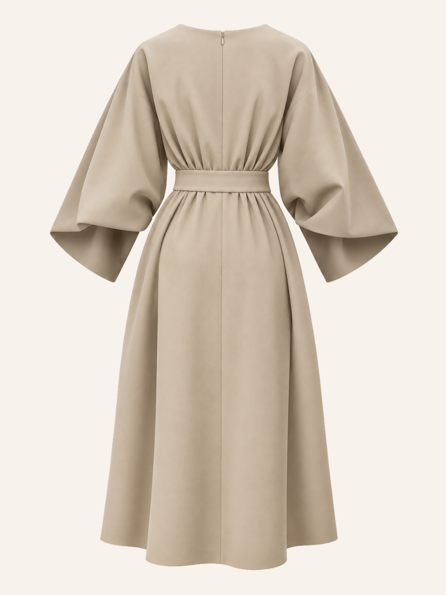 Belted Puff-Sleeve Jurk