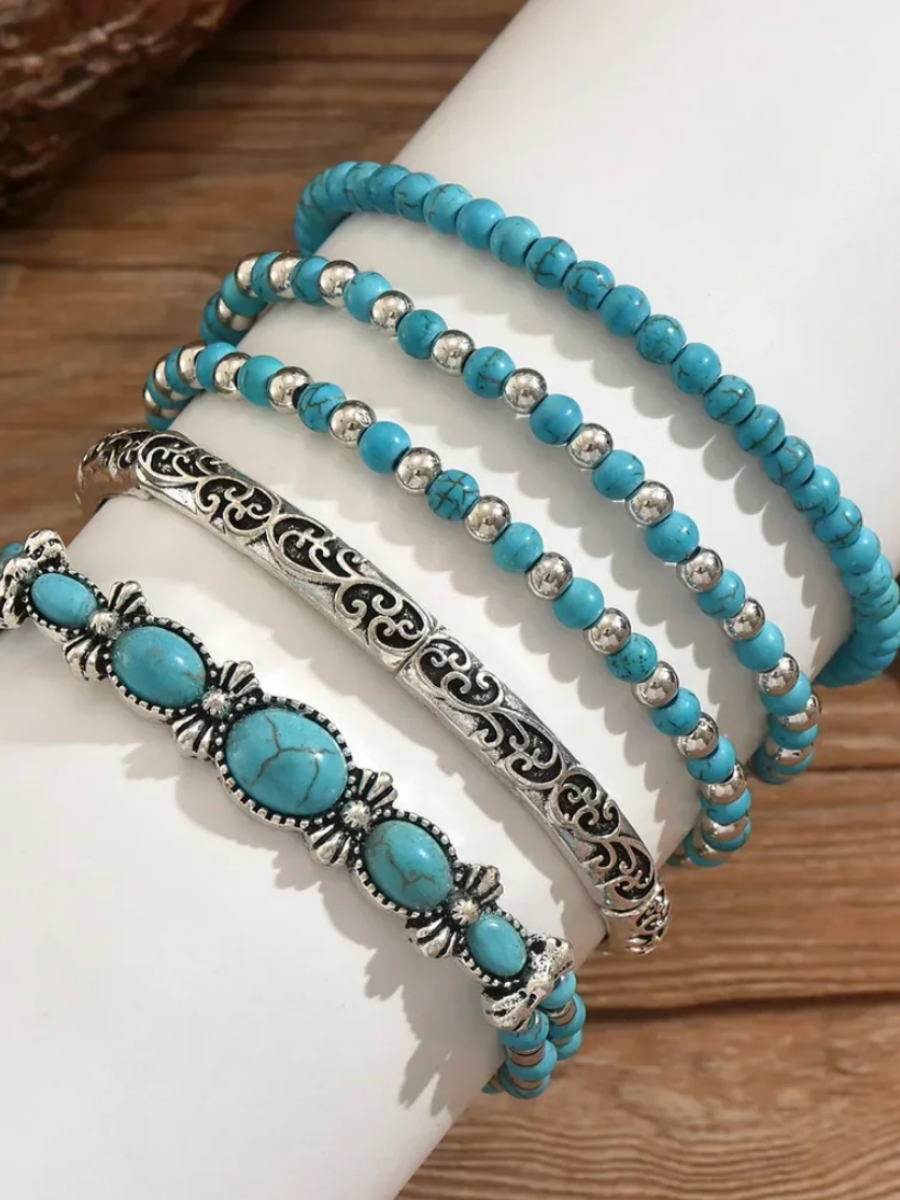 Turquoise Beaded Armband Set