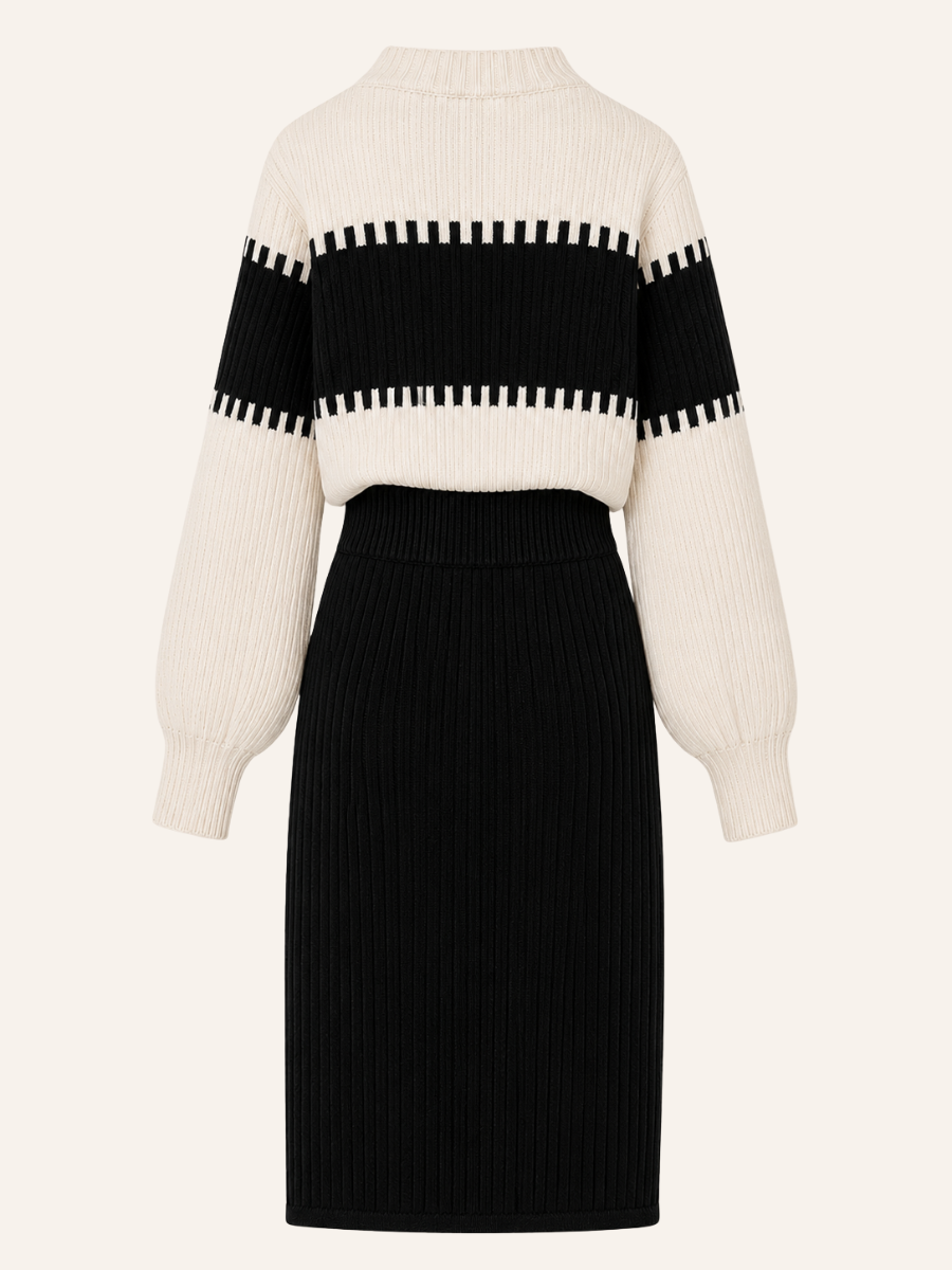 Striped Ribbed Knit Jurk Set