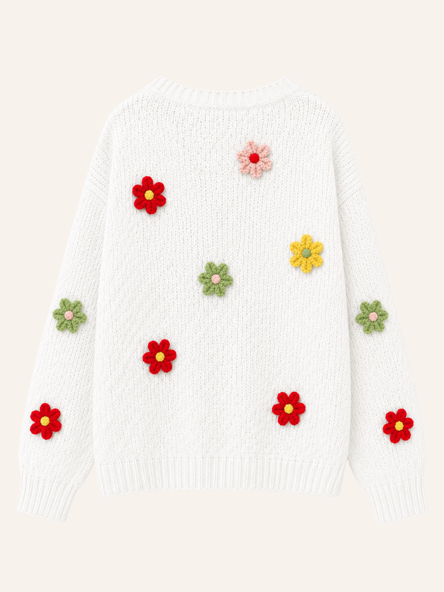 Floral Appliqué Knit Vest