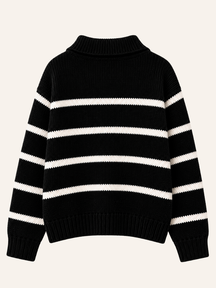 Striped Half-Zip Knit Sweater