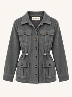 Drawstring-Waist Corduroy Jacket