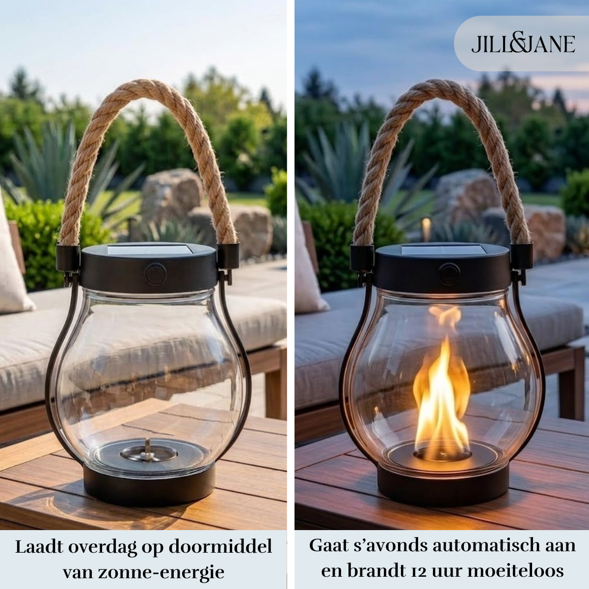 Buitenlantaarn op Zonne-energie - Warm, flikkerend licht voor lange, gezellige avonden