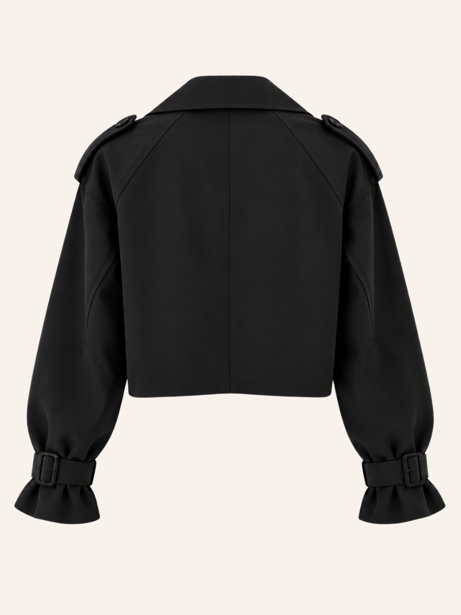 Cropped Trench Button Jas