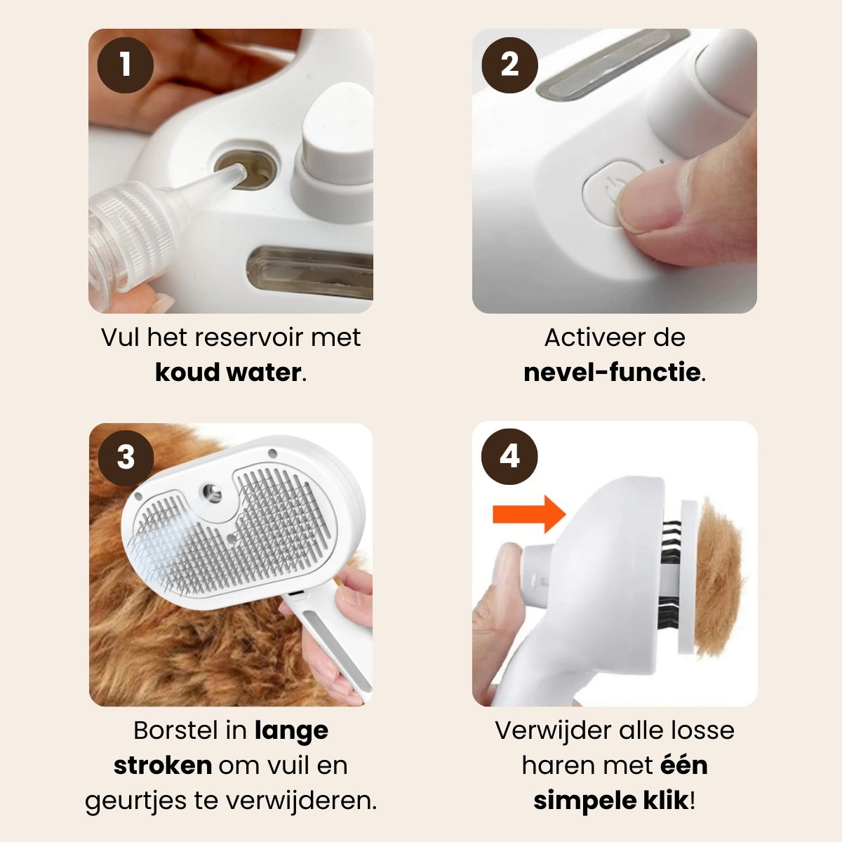 Steami Pro - Professionele Vachtverzorgings Borstel voor Huisdieren