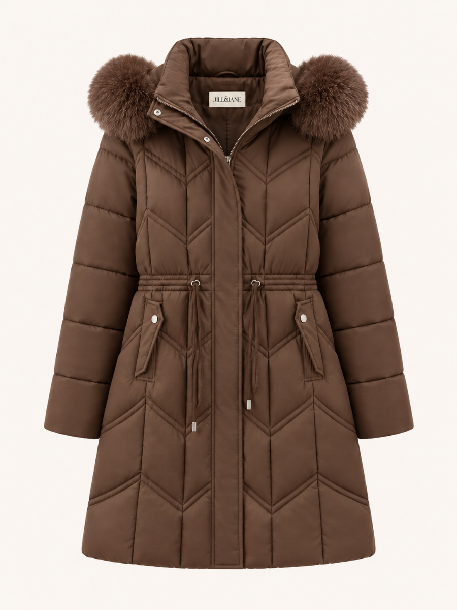 Fur-Trim Hooded Pufferjas