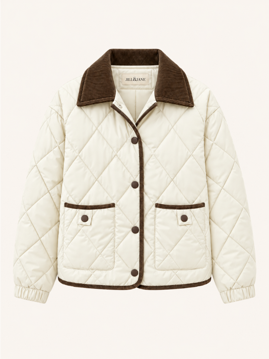 Corduroy-Trim Quilted Bomberjas