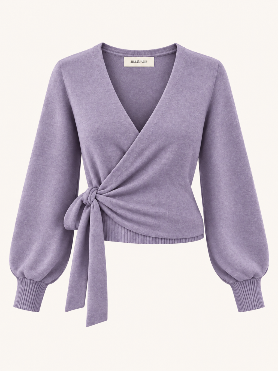 Tie-Waist Wrap Knit Sweater