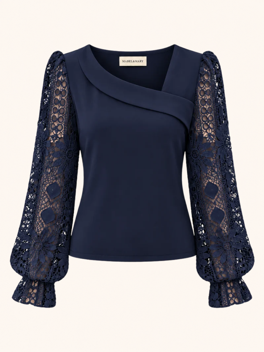 Asymmetric Lace-Sleeve Top