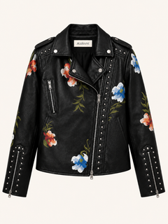 Floral Studded Leren Jas