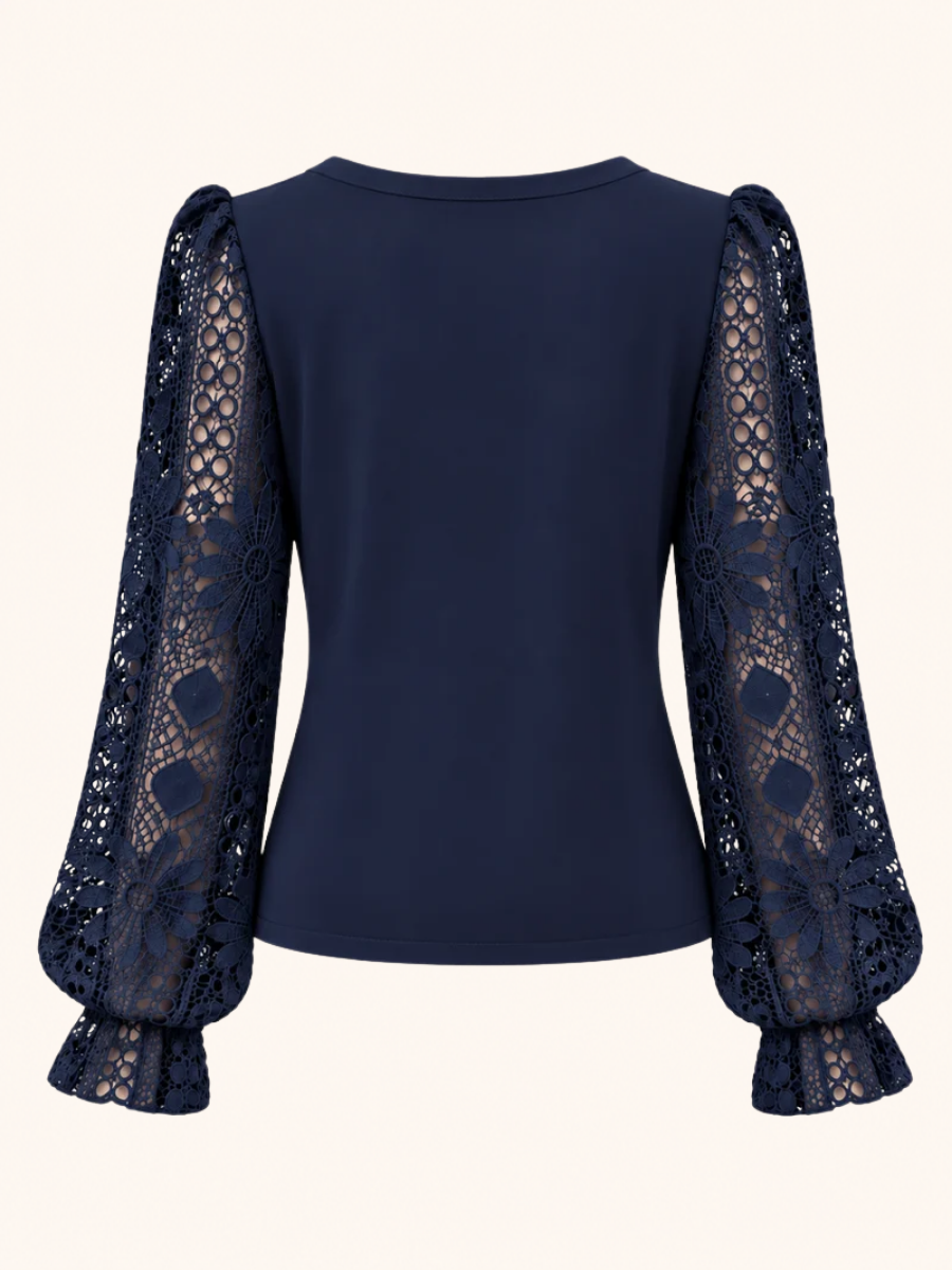 Asymmetric Lace-Sleeve Top