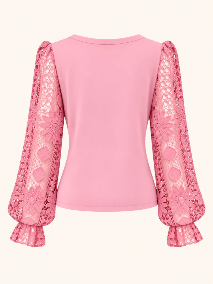 Asymmetric Lace-Sleeve Top