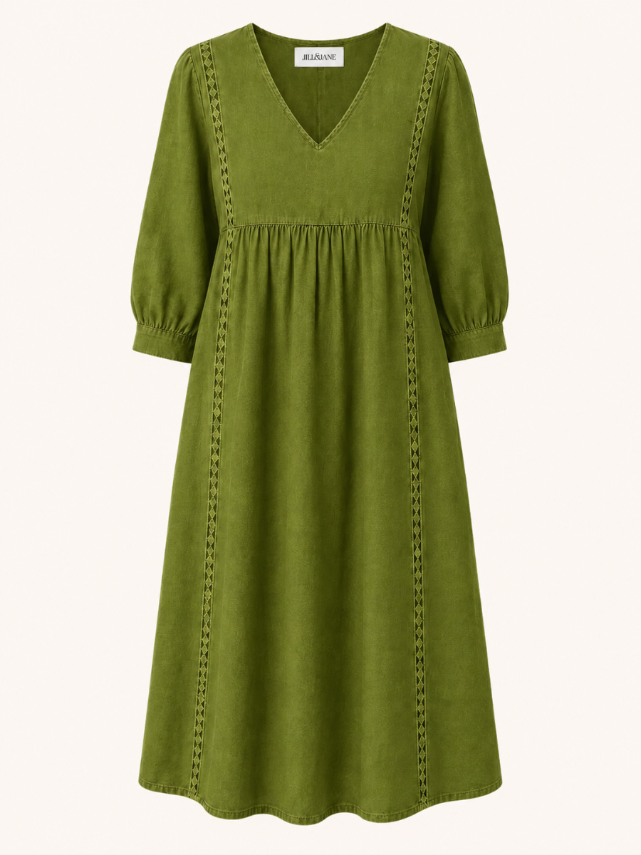 Lace-Trim V-Neck Maxi Jurk