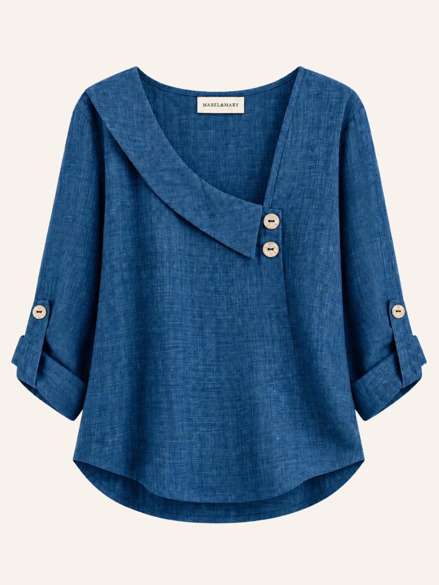 Asymmetric Button-Neck Blouse