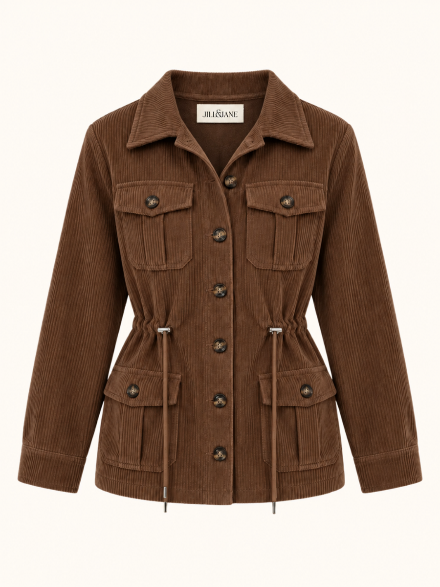 Drawstring-Waist Corduroy Jacket